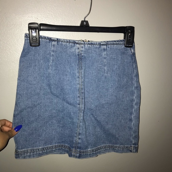 Denim Skirt & White Long Sleeve Turtle Neck - Picture 4 of 6